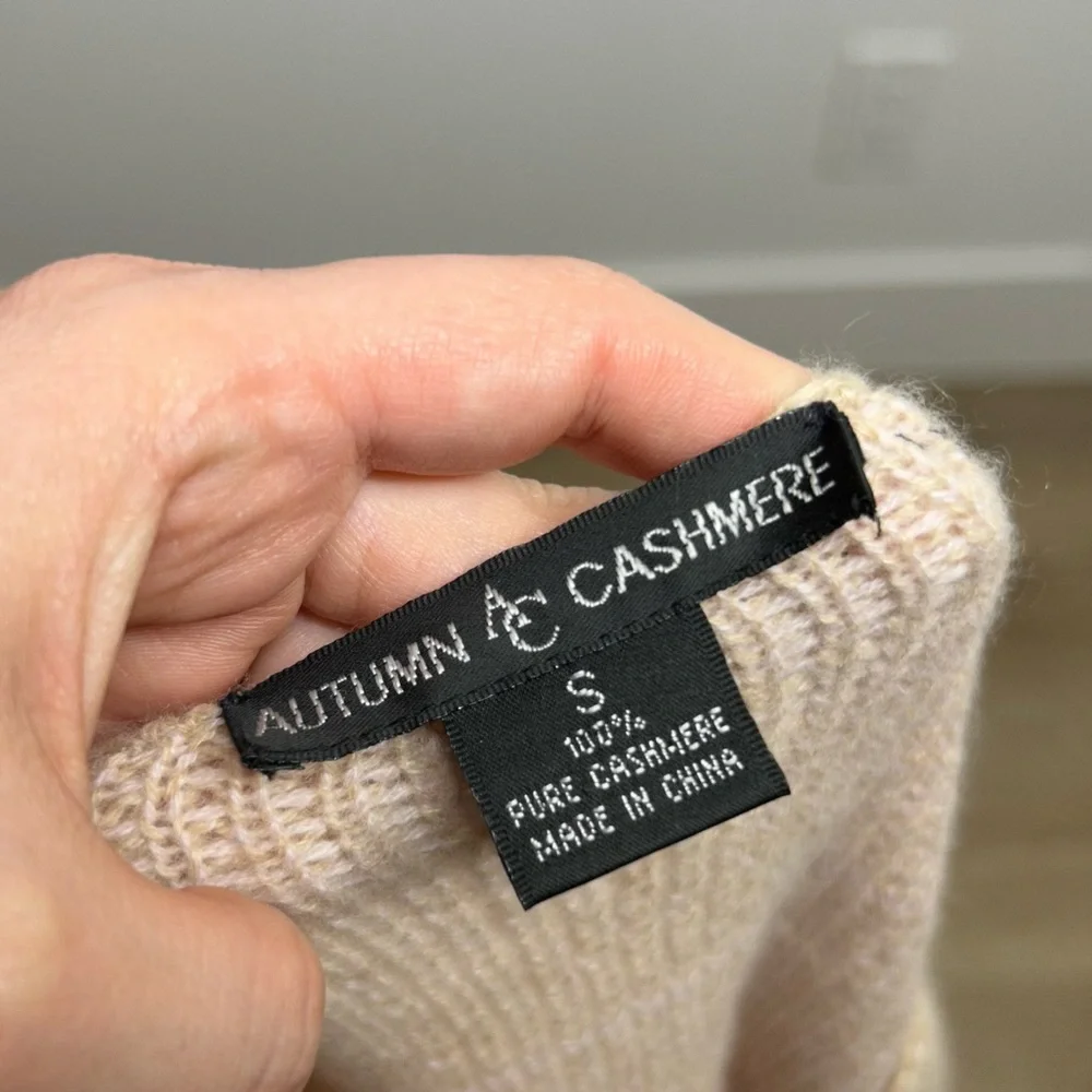 Autumn Cashmere 100% Cashmere Striped Pink Pullover Sweater S